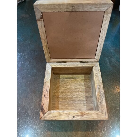 Handcrafted Wooden Jewelry Box With Beaded Floral Embroidery & Glass Top Display - Picture 4 of 6